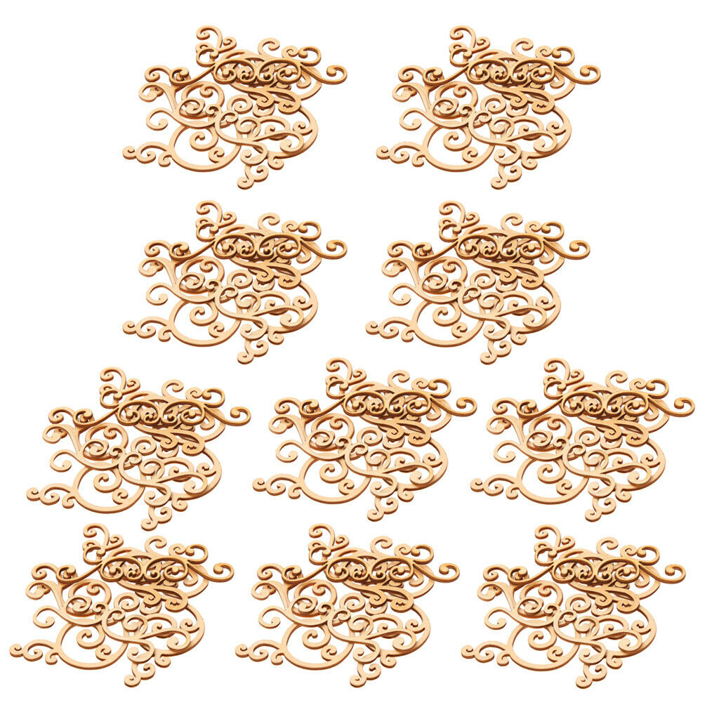 80x DIY Fancy Wood Flourishes Decor Crafts Scrapbooking Wooden Embellishment