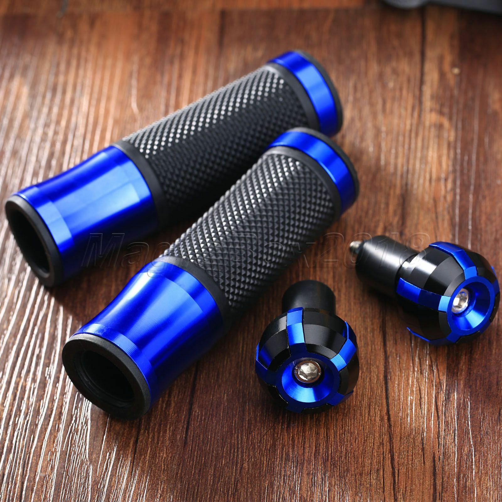 Blue 7/8" 1" CNC Rubber Hand Grips Bar Ends for Ducati 748 1999 1998 1997 1996