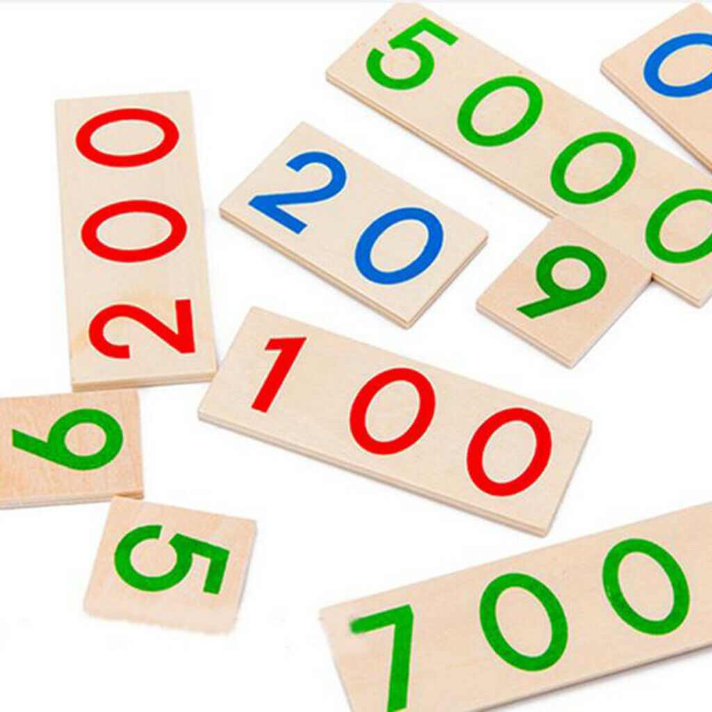 Wooden 1-9000 Number Card Counting Educational Montessori Activity Kids Gift