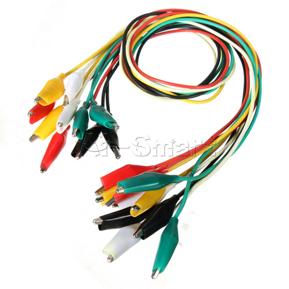 10pcs 50cm Crocodile Clips Cable Double-ended Alligator Jumper Test Leads Wire