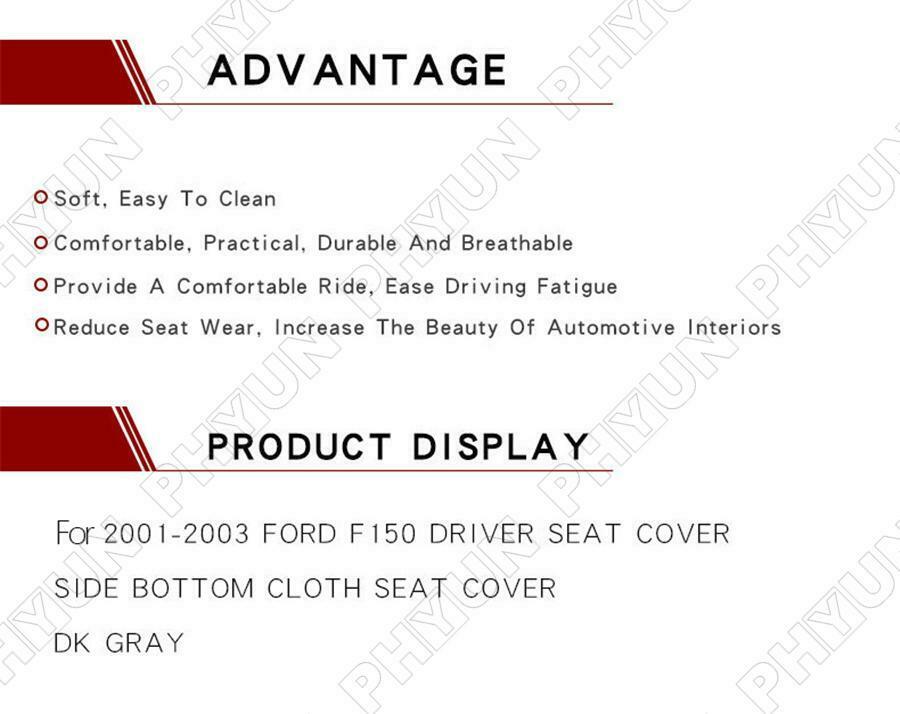 For 2001-2003 Ford F150 Driver Side Bottom Replacement Cloth Seat Cover Gray