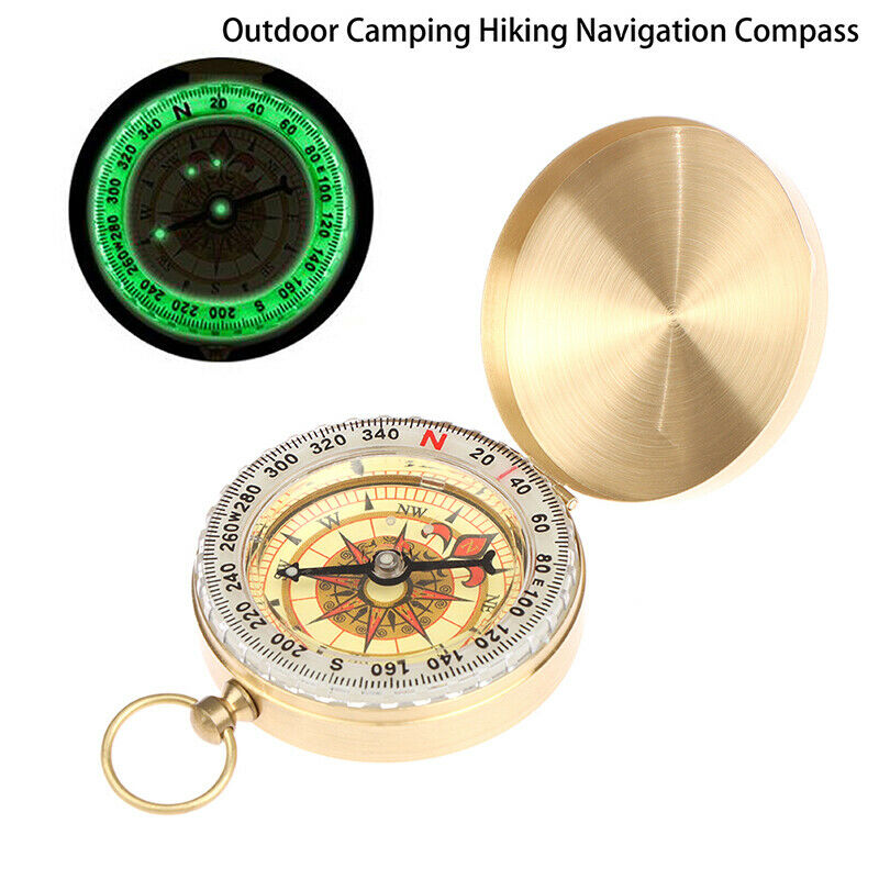 Camping Hiking Pocket Brass Golden Compass Portable Compass Navigation Ou.l8