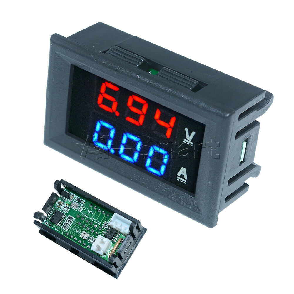 Digital DC 100V 100A Voltmeter Ammeter Blue+Red LED Dual Volt Amp Meter Gauge