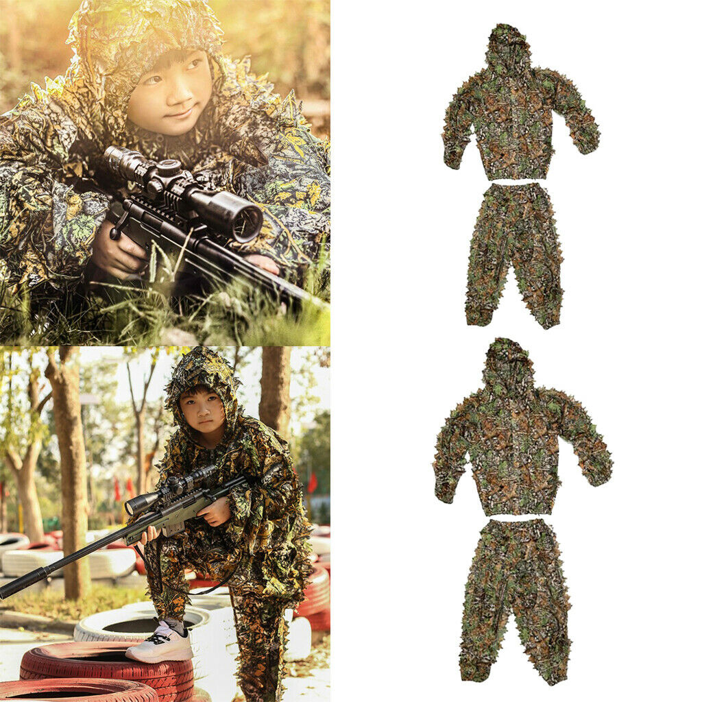 Ghillie suit set sniper train leaf jungle forest woods camouflage kids