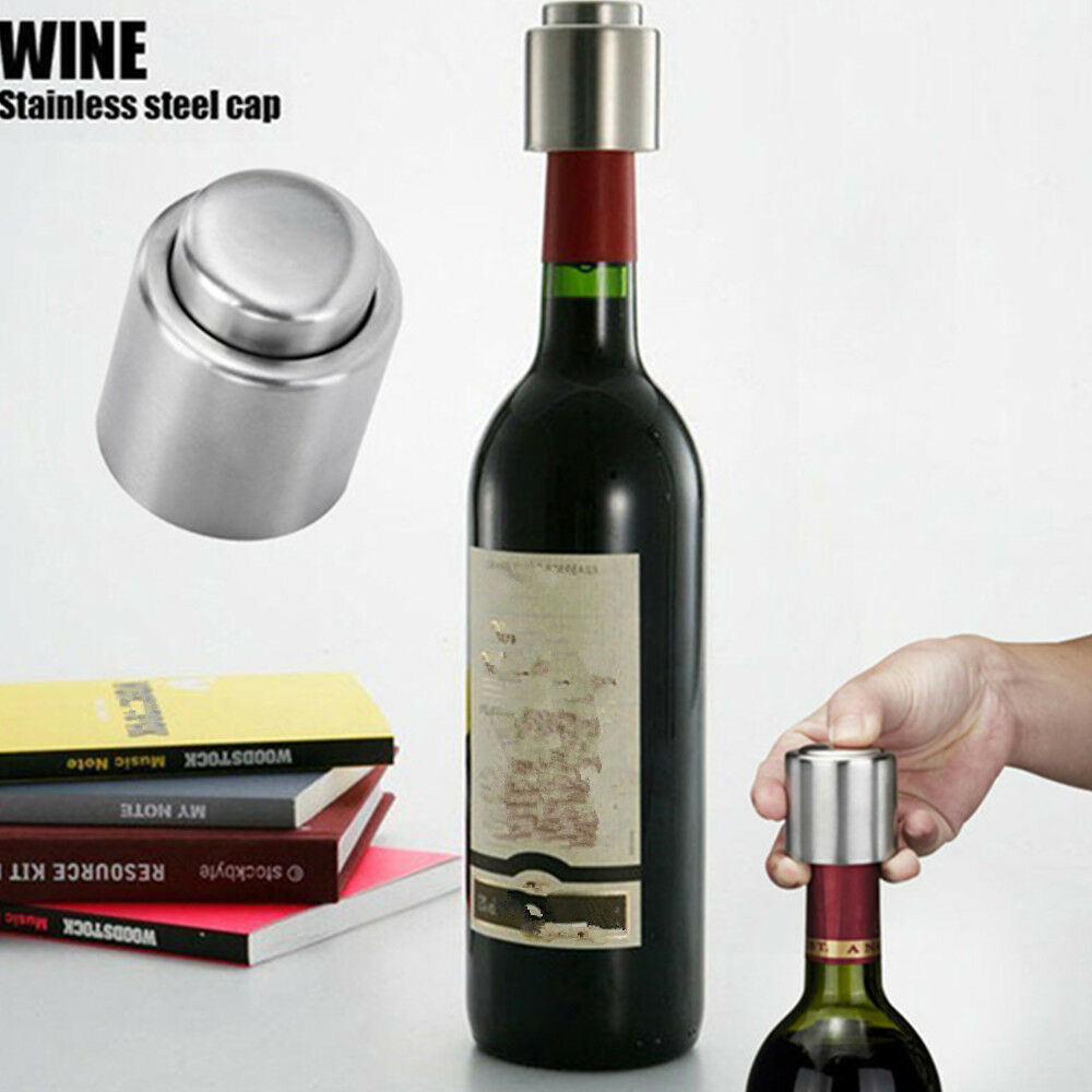 1pc Wine Bottle Stopper Plug Bottle Cap Pump Sealer Handy Stainless Steel Vacuum