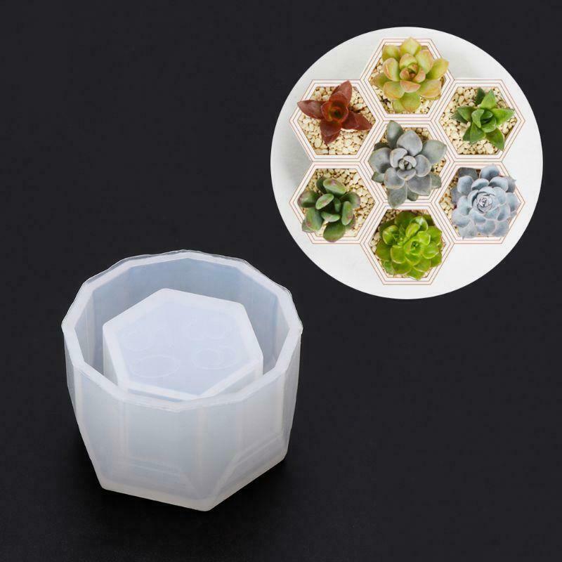 Small Hexagon Flowerpot Silicone Mould Storage Box DIY Handmade Making Crafts