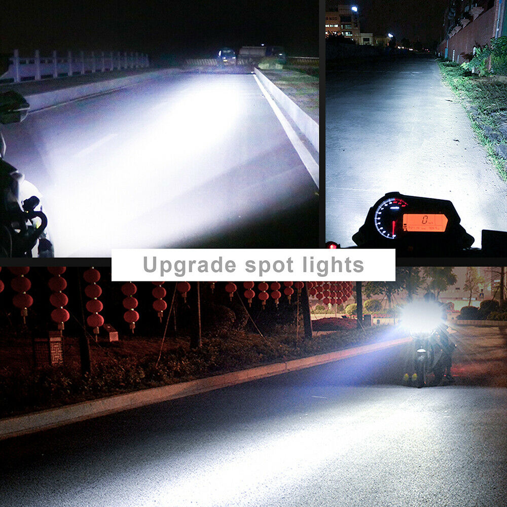 Motorcycle Front LED Spot Light Headlight Fog Driving Lamp 3 Modes Waterproof