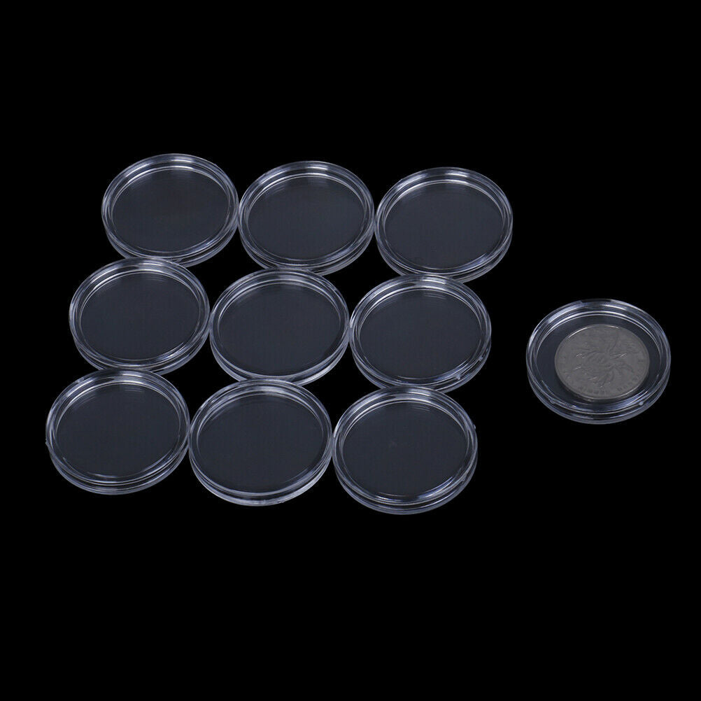 10Pcs 33mm plastic round applied clear cases coin storage capsules holde Lt