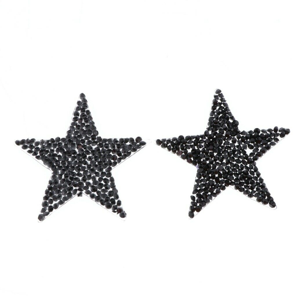 6Pcs Black Star Patches Iron on or Sew on Patches Embroidered Badge Motif