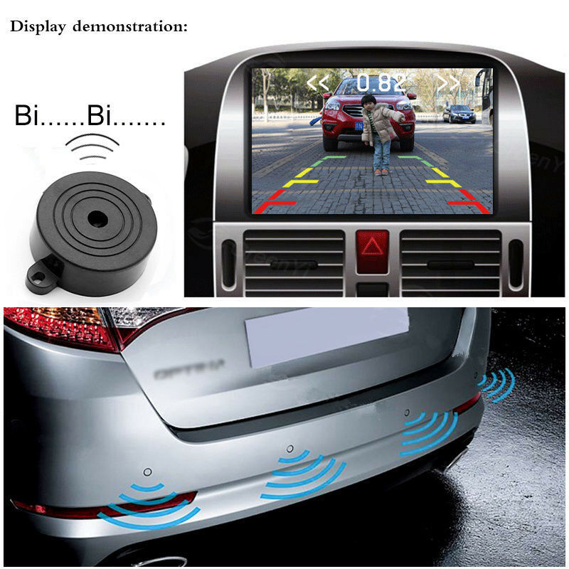 Car Video Parking Reverse Backup Assistant Radar Buzzer Alarm System Flat Sensor