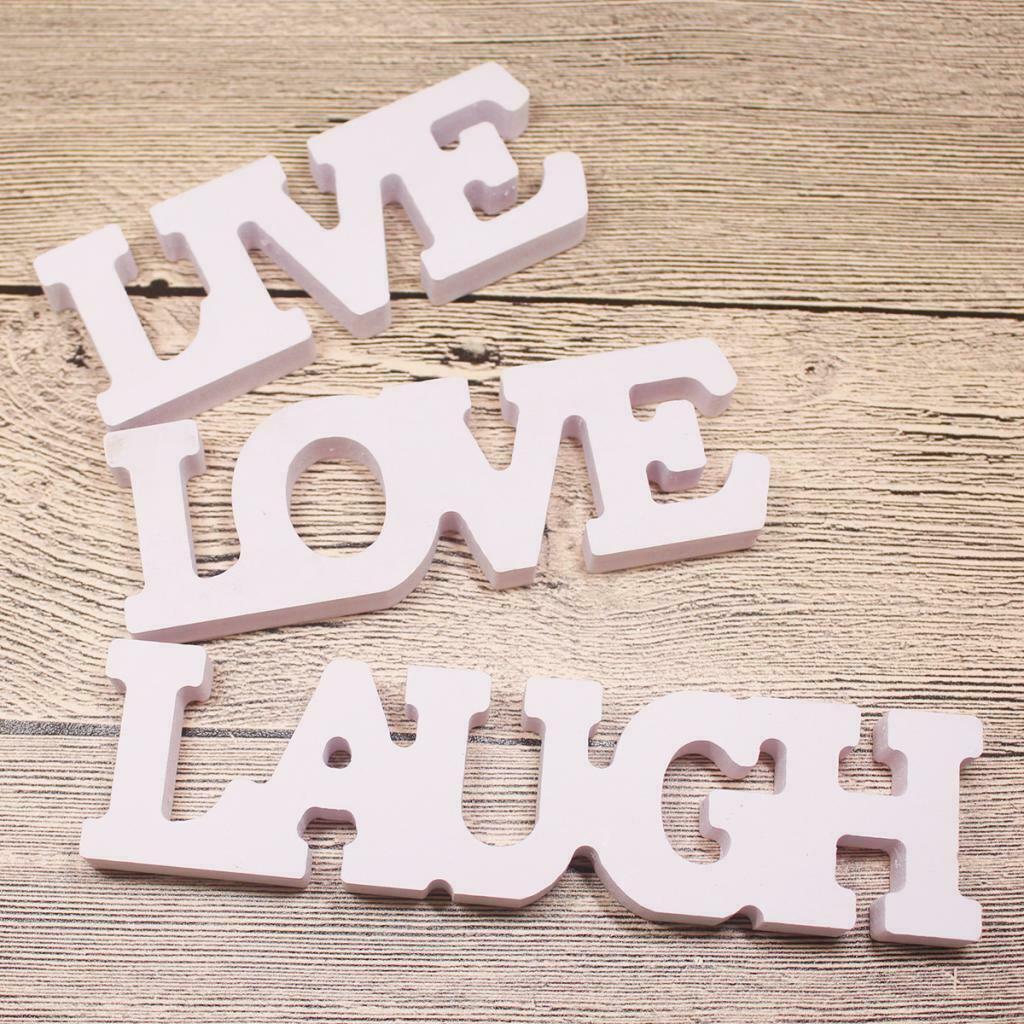 3pcs Wooden Cutouts LOVE LAUGH LIVE Sign Ornaments For Stage Dispaly