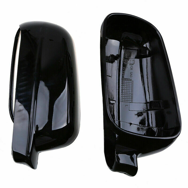 Pair Gloss Black Rear View Mirror Covers Shell Fit VW Golf/R32/GTI/Rabbit 2004