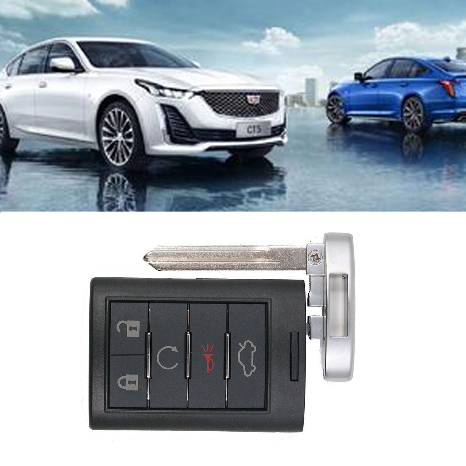 Replacement Key Shell for CADILLAC SRX Smart Remote Key Case Entry Fob 5 Button