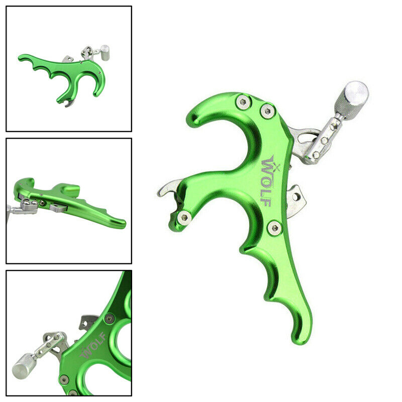 4 Finger Grip Caliper Arrow Release Aids 4 Compound Bow Hunting Archery Green