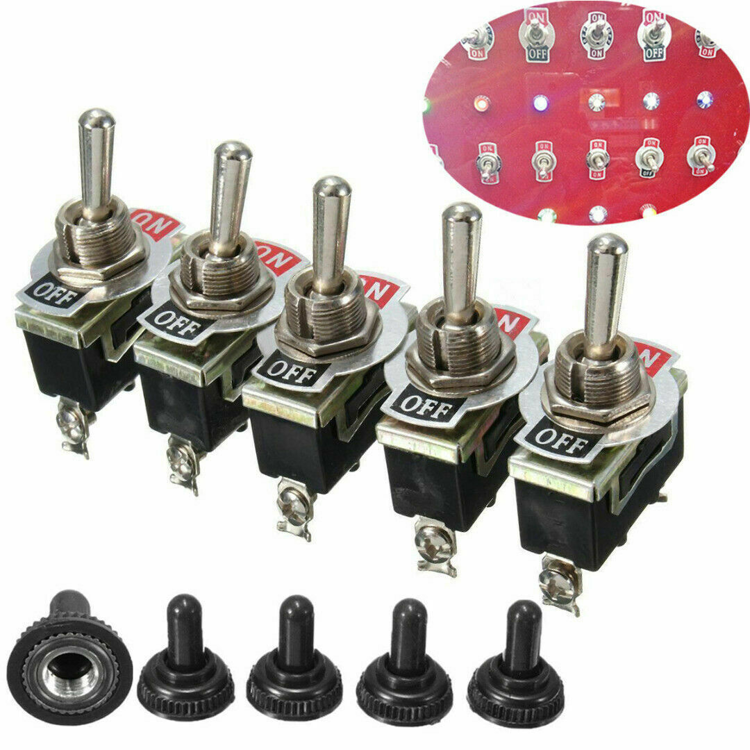 5 Set Waterproof Toggle Flick Switch 15A 250V ON/OFF Car Dash Light Metal