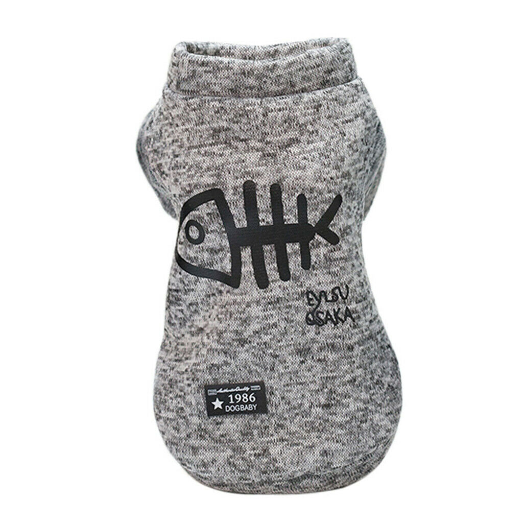 Pet Dog Cat Puppy Winter Sweater with Button Casual Clothes Gray S