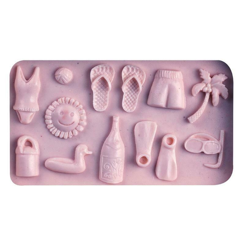 Beach Series Square Fondant Silicone Material Mold Slippers Swimsuit Cake Decors