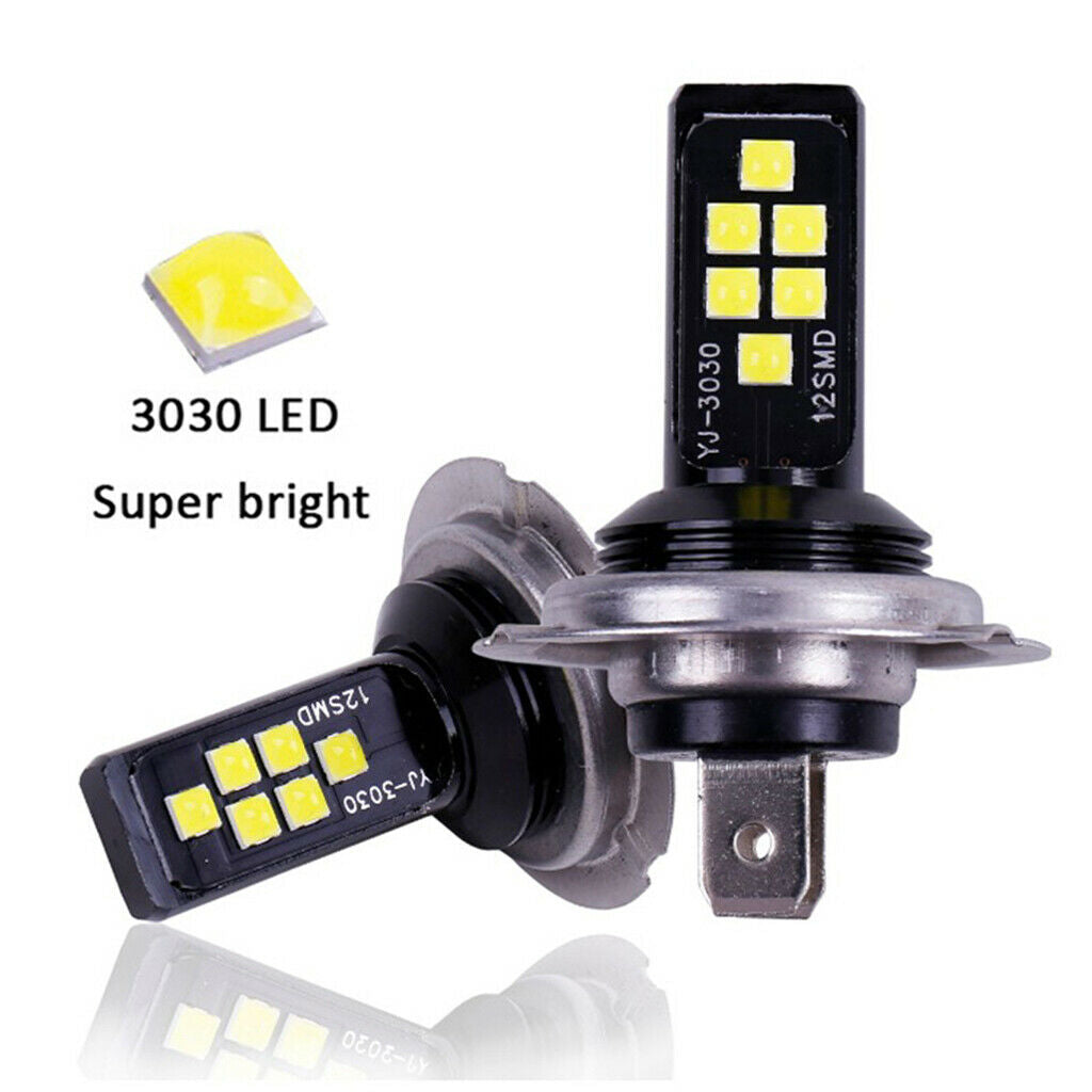 Pair Of H7 6000K White1200LM 60W LED Bulbs For