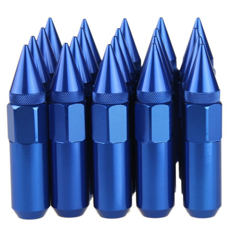 20Pcs Set M12X1.5 Blue Spiked Extended 60MM Aluminum Tuner Lugs Nuts Wheels/Rims