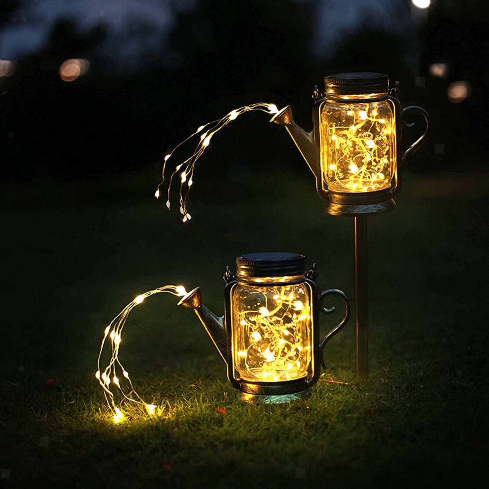 2pcs Mason Jar Solar Lights LED Fairy Lights Garden Fence Xmas Decoration