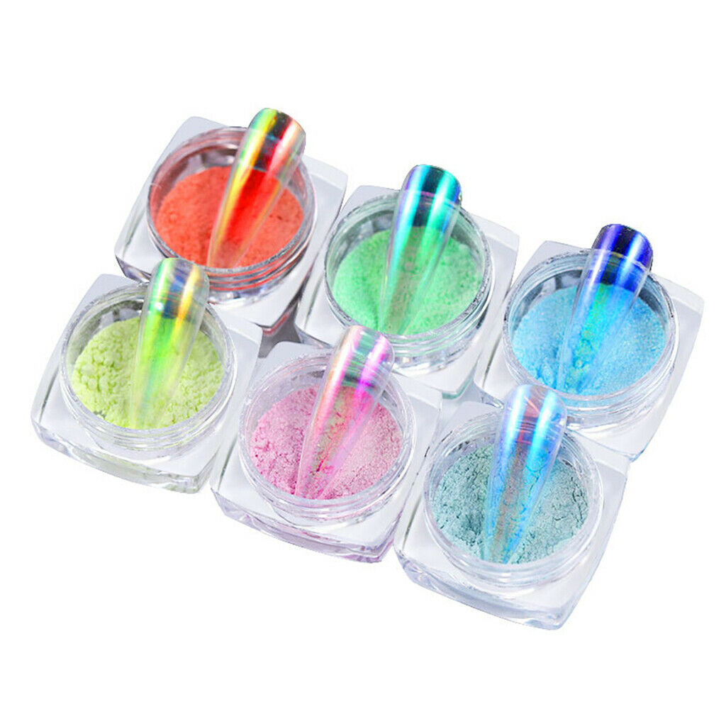 6 Color Nail Glitter Sequins, Nail Art Tips Acrylic Nail Sparkle Glitter Powder