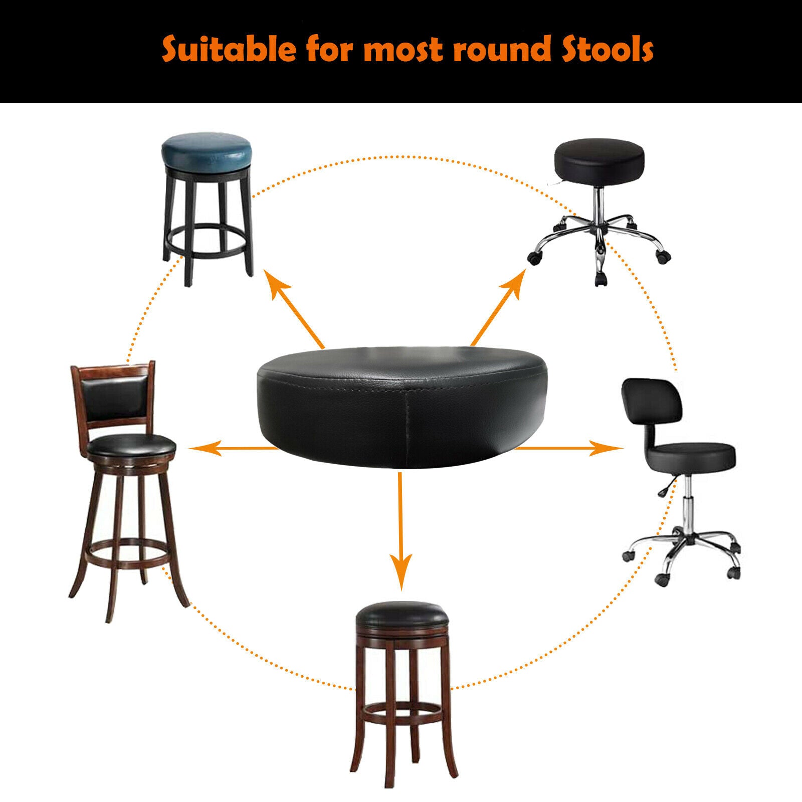 Universal Round Bar Stool Replacement Seat Top 13.4" Dia for Salon Barber Chair