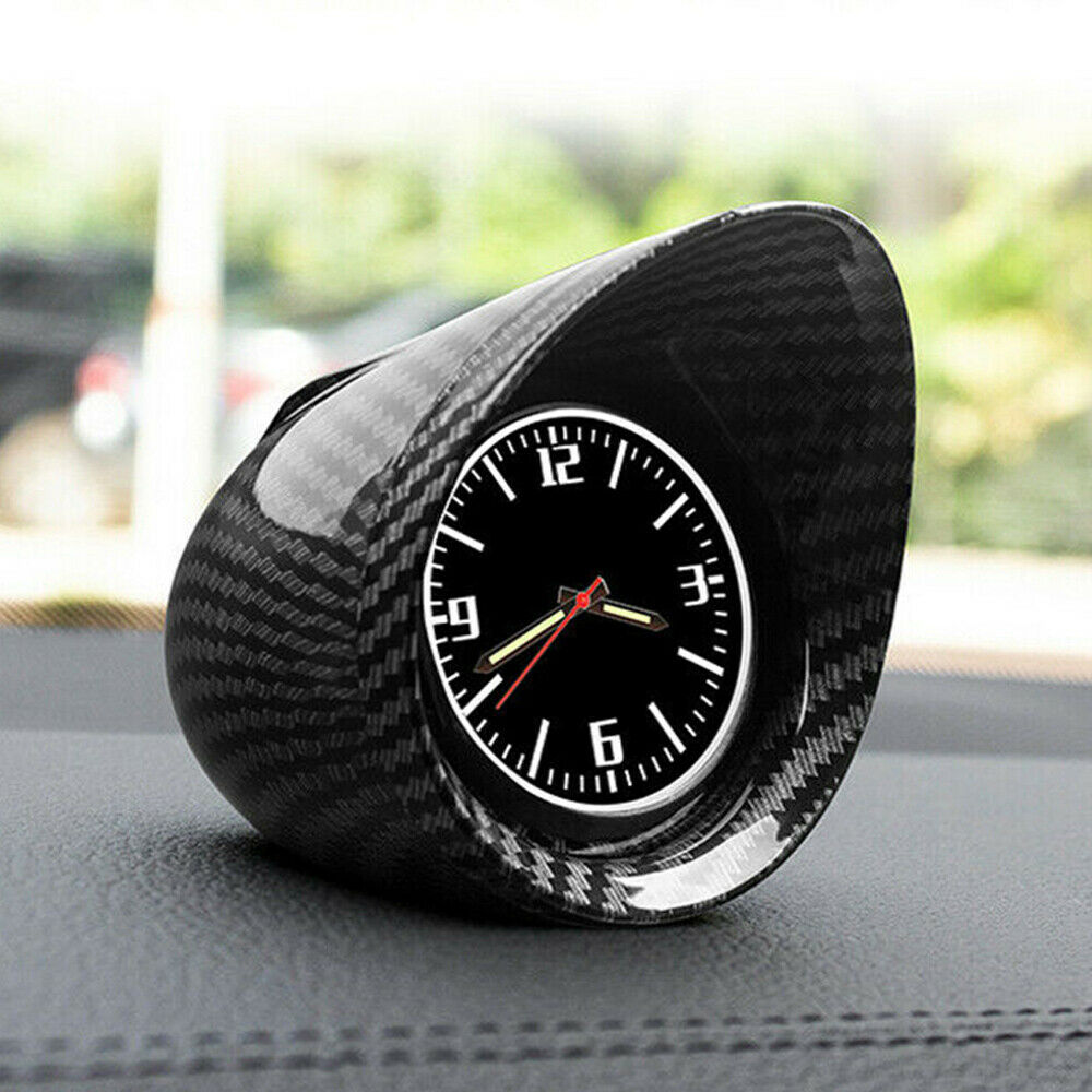 Car Truck Interior Dashboard Clock Luminous Backlight Glossy Carbon Fiber Look
