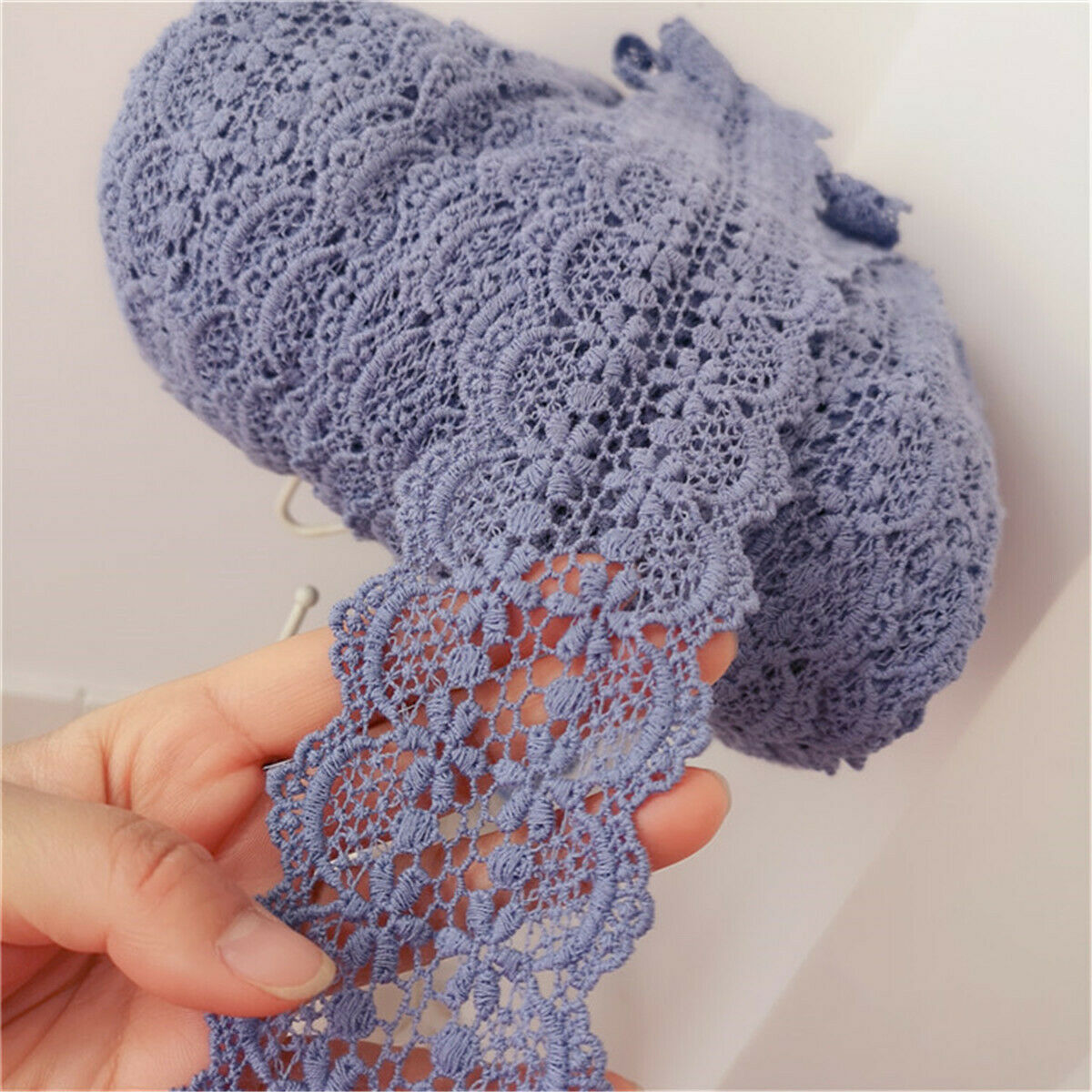 5M Embroidered Cotton Lace Edge Trim DIY Ribbon Wedding Applique Sewing Craft