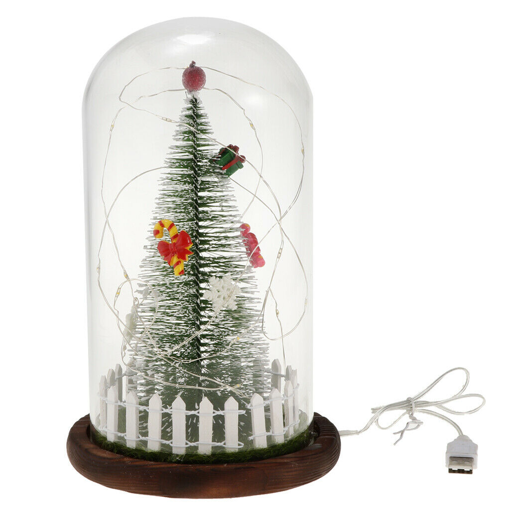 LED USB Christmas Home Night Light Xmas Glass Immortal Preservation Vase