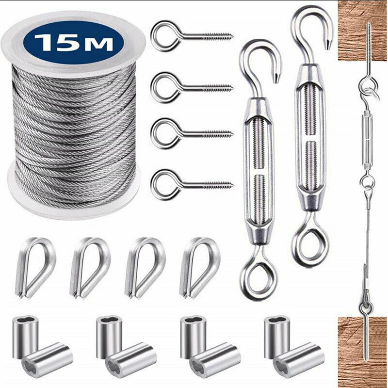 1Set Multifunctional Wire Rope Kit Stainless Steel Cable Tent Cord HangingW DF