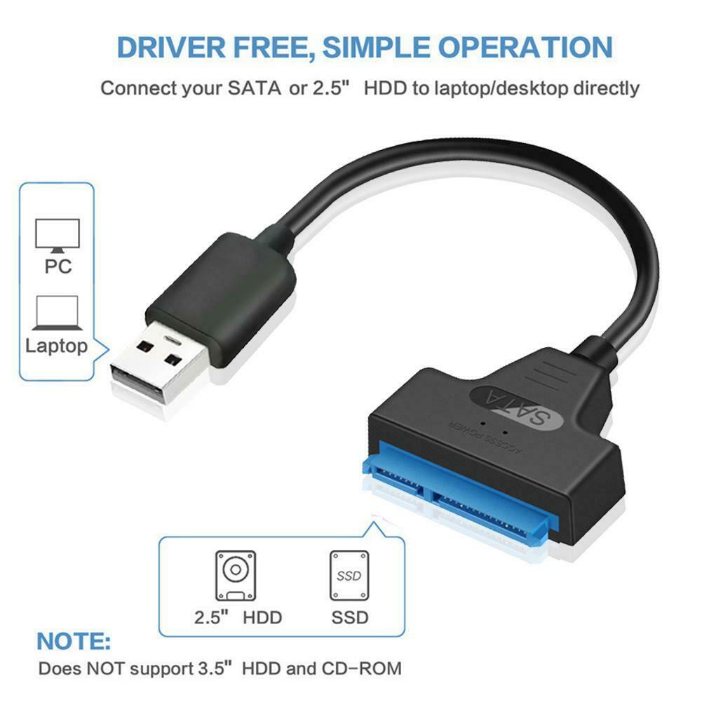 USB 3.0 To SATA 2.5" Laptop Hard Disk Drive SSD Adapter Converter 22 Pin 480Mbps