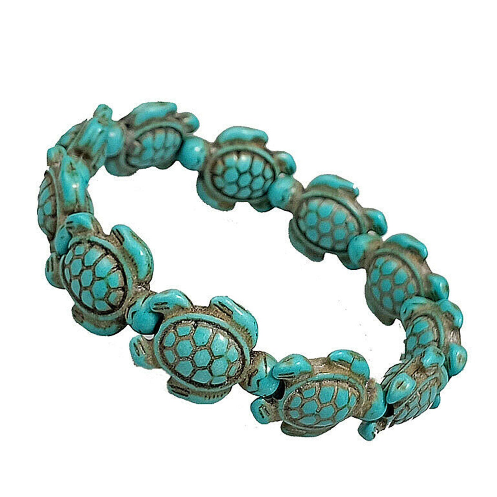 New Turquoise Sea Turtle Beaded Stretch Bracelet