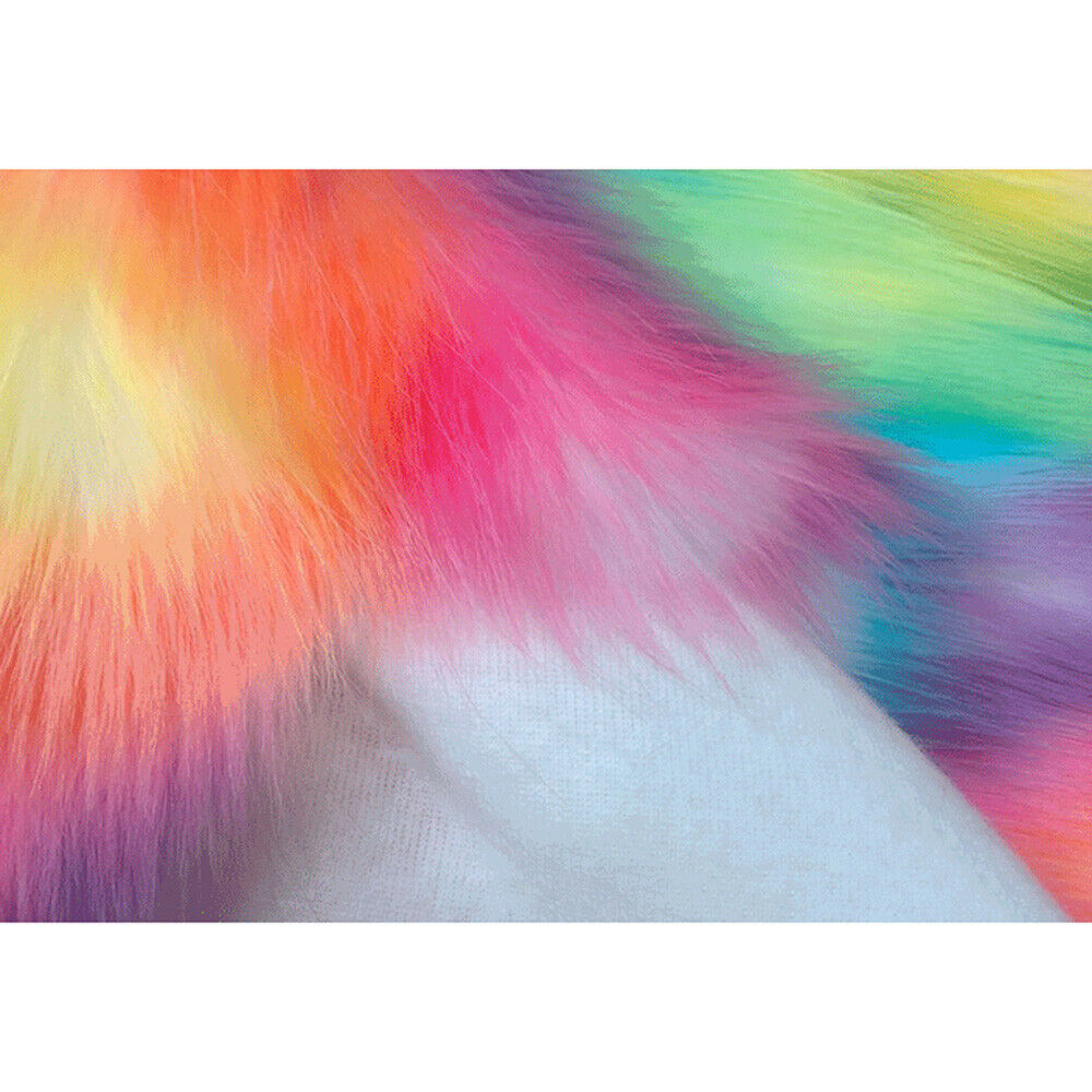 A4 Faux Fox Fur Fabric Rainbow Plush Patchwork Clothing Sewing Carpet Sofa DIY