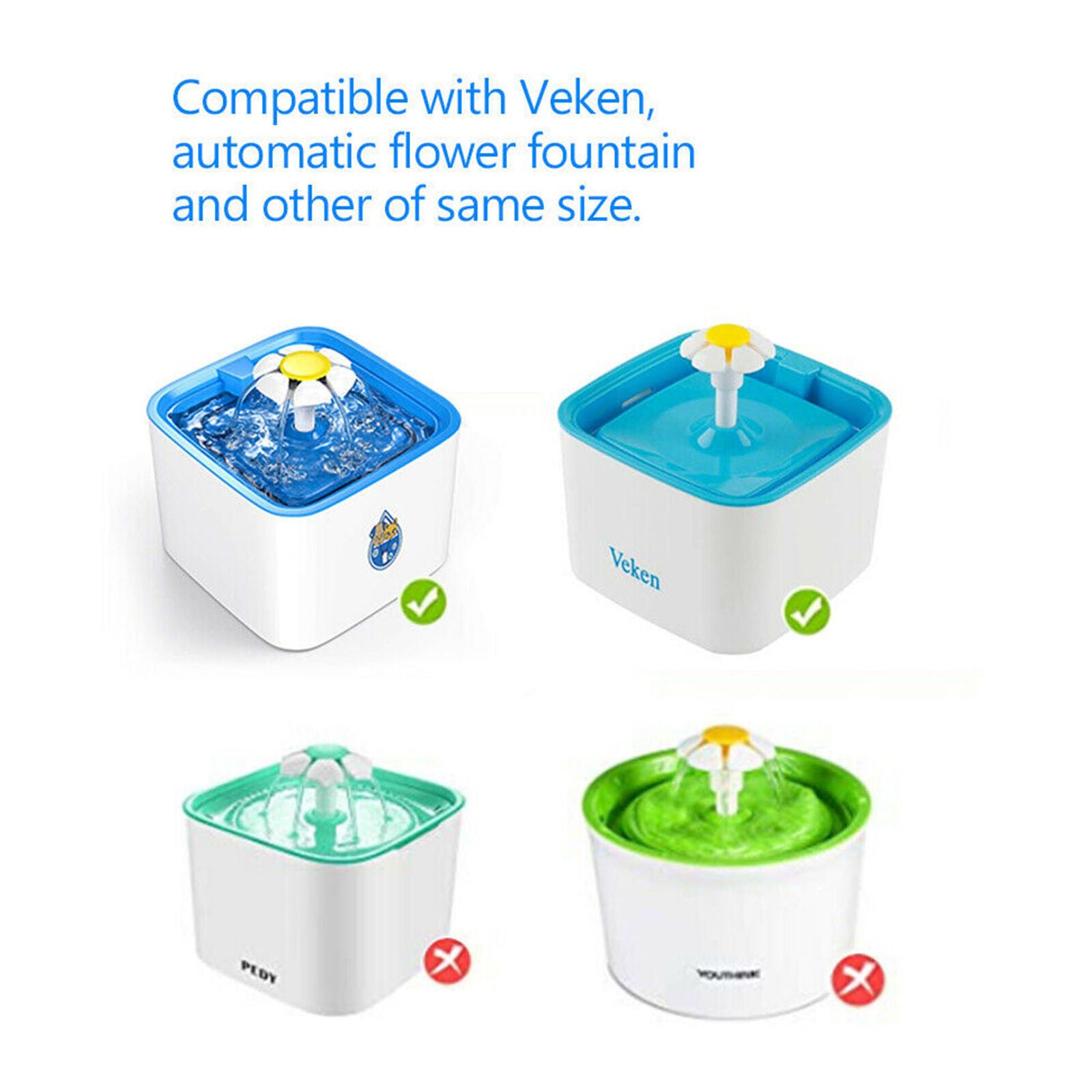 4PCS Cat Water Fountain Filters Replacement Filter For Pet Flower Veken Fountain