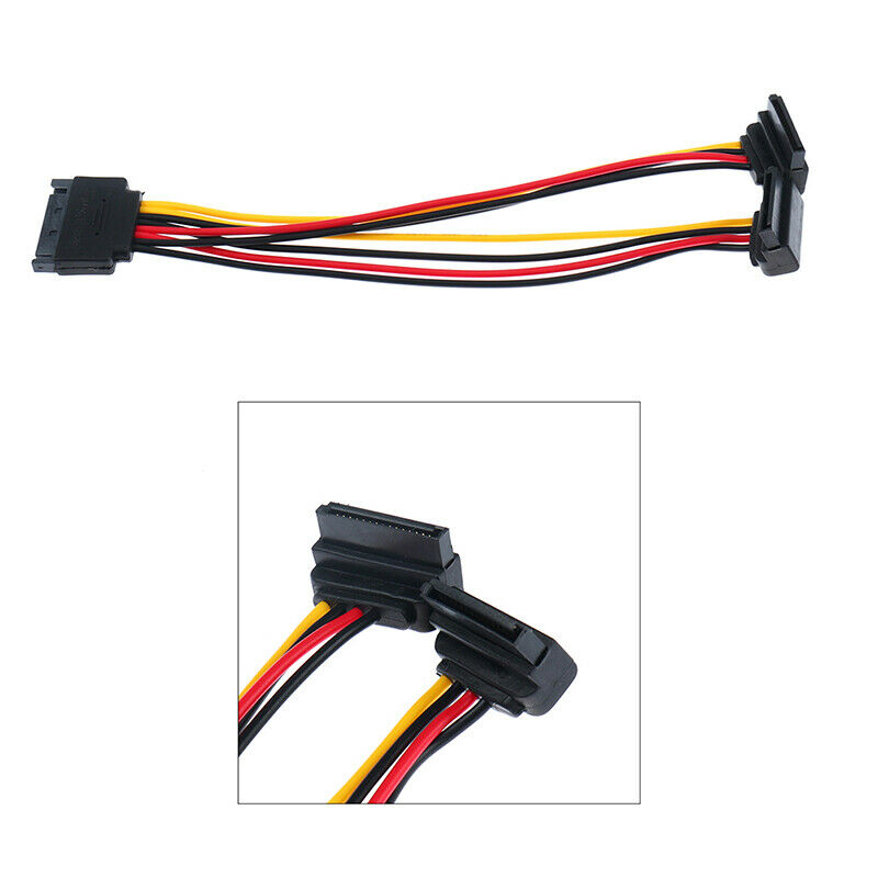 15Pin Male to 2 x 15Pin Female Adapter Sata Power Cable 90 Degree For H.l8