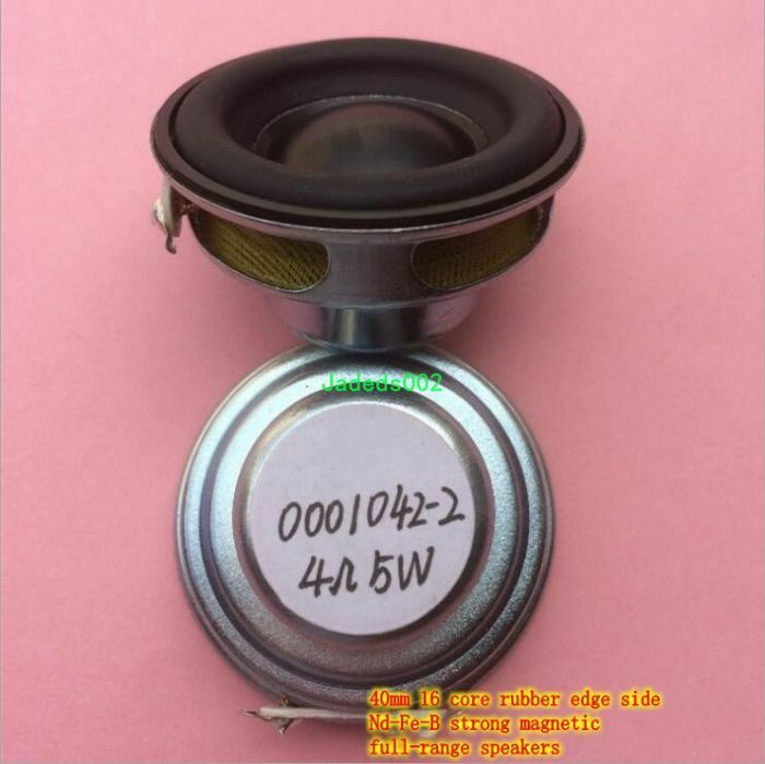 2pcs 40mm 4Ω 5W Full-range speaker loudspeaker 4ohm Rubber edge Round Audio Part