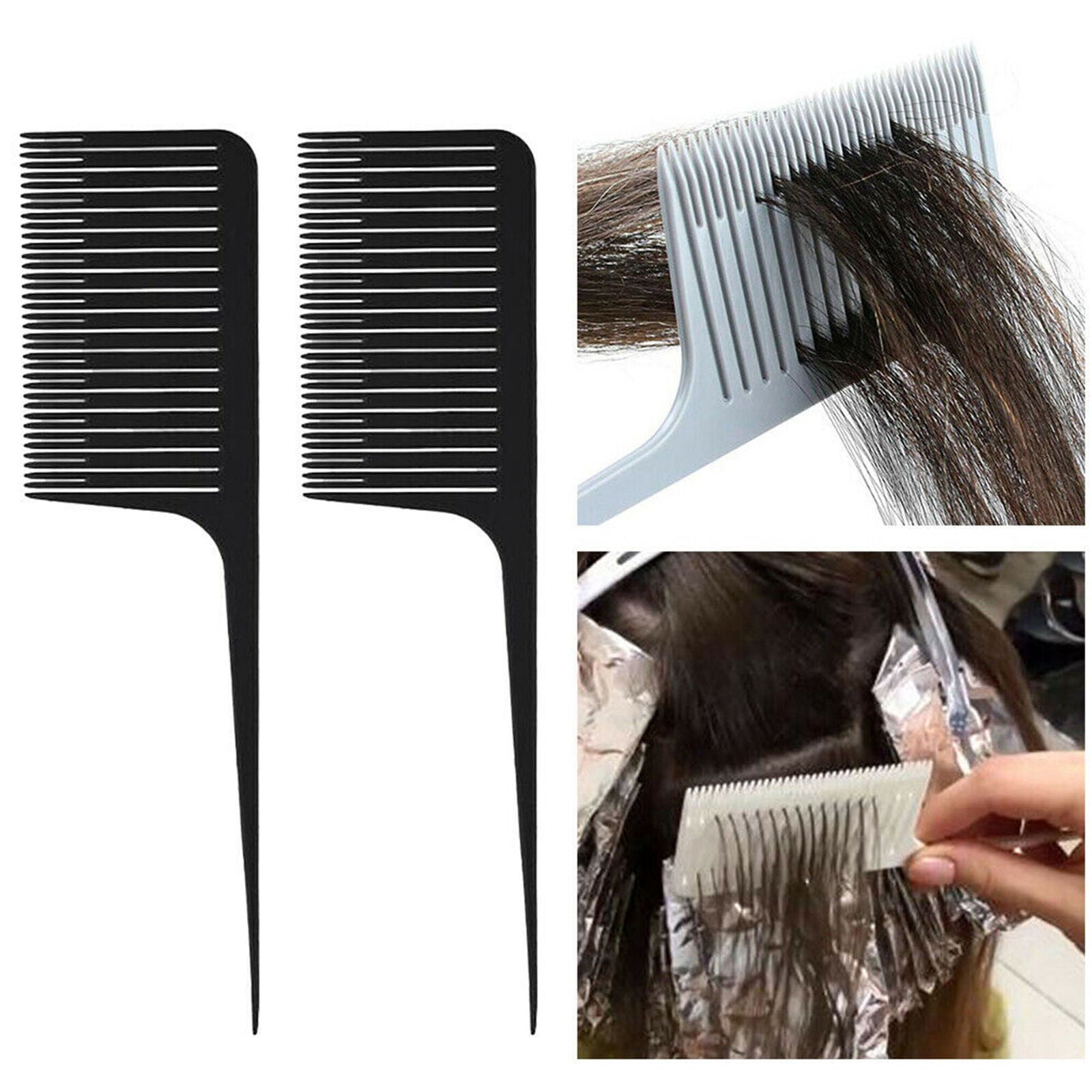 2x Professional Plastic Weaving Highlighting Foiling Hair Comb Combs Tool