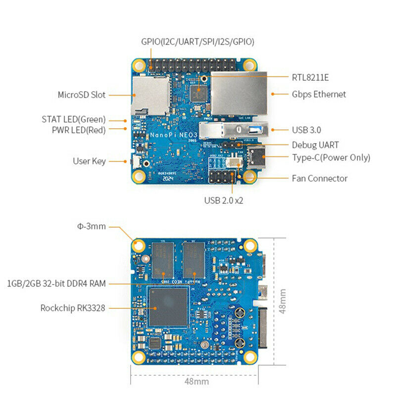 Suitable for NanoPi NEO3 Whole Machine Gigabit Ethernet Port 2GB Large Memory S6
