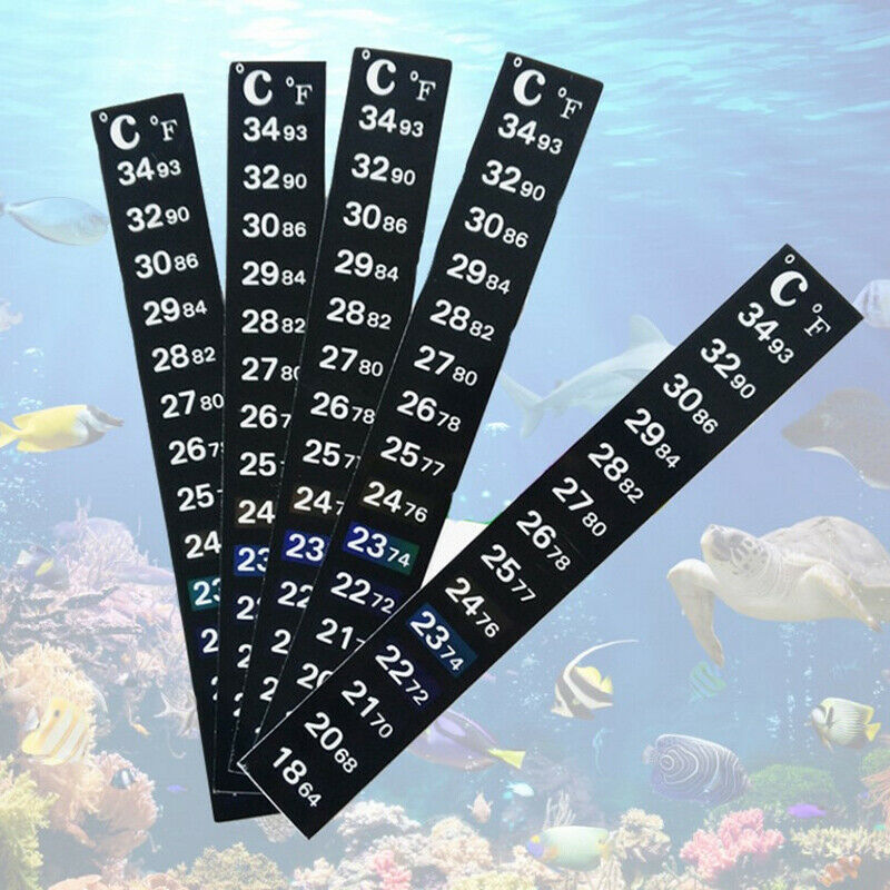Aquarium Fish Tank Strip Stick-on discolor Thermometer Adhesive Stick Dua.l8