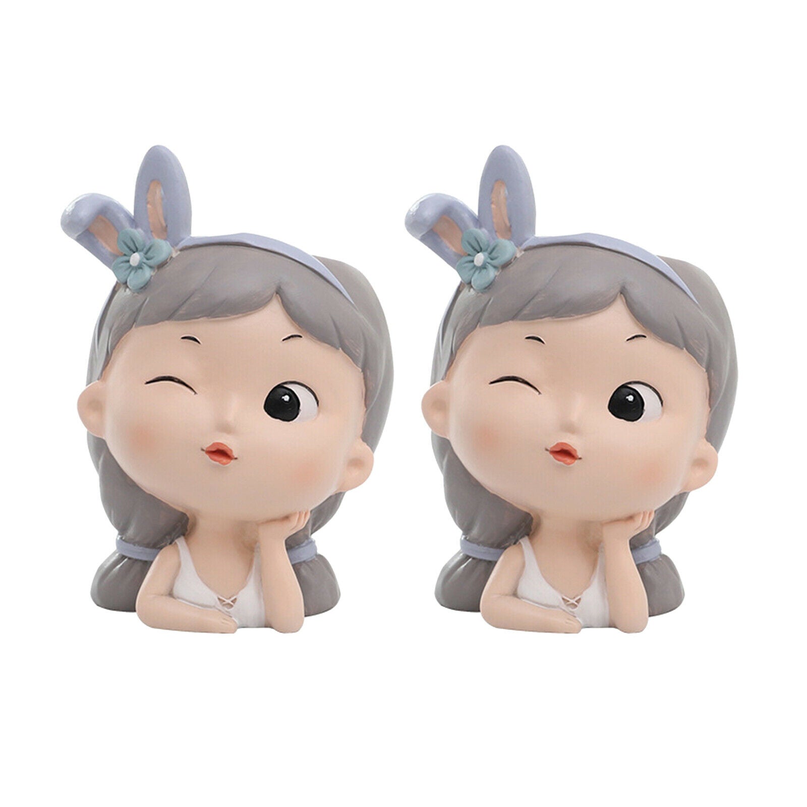 2Pcs Succulent Planter Decor Container Cute Girl Flower Pot Bonsai Ornament