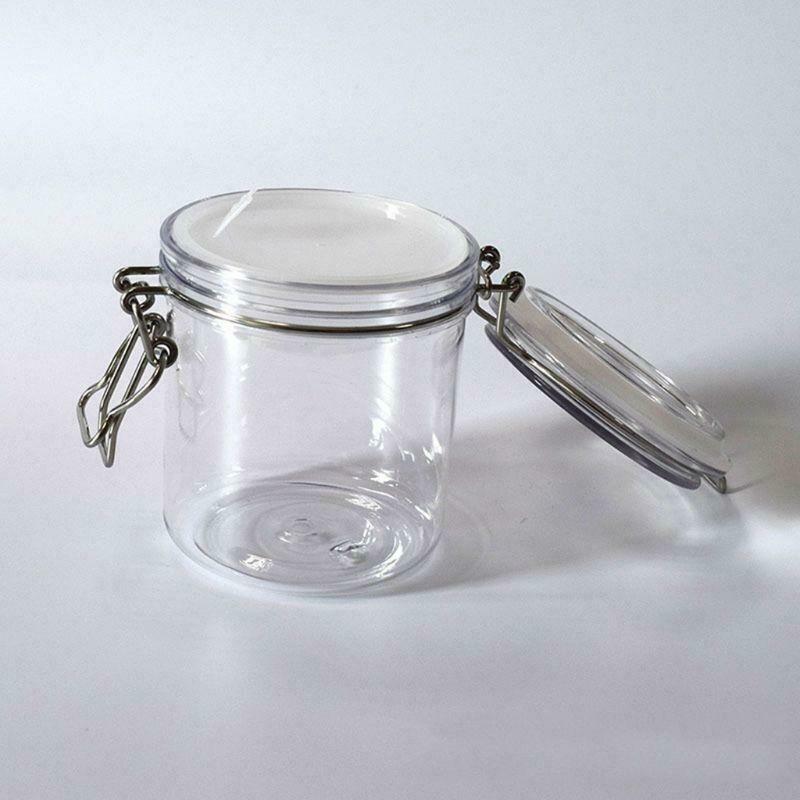 500ML Plastic Round Clip Top Storage Jar With Airtight Seal Lid Kitchen Food
