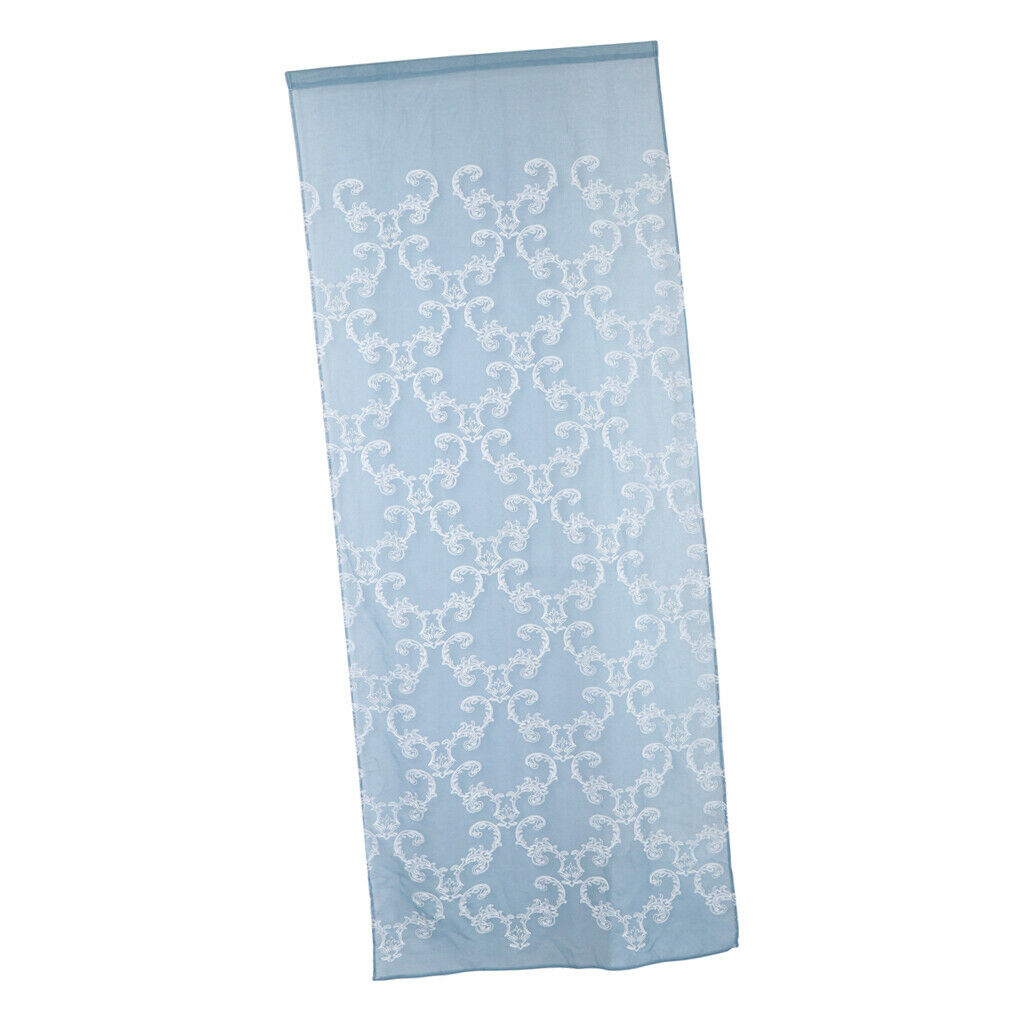 Embroidery Blue Voile Curtain Gauze Drapery 1x2.5m Rod Pocket 39 Inch Wide by 98
