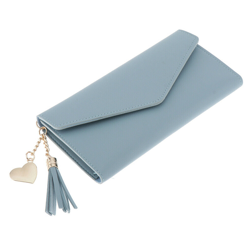 Women's Pu Leather Card Holder Purse Elegant Clutch Wallet Blue