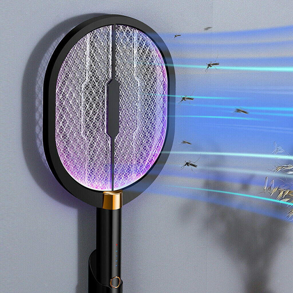 3 In 1 Electric Mosquito Swatter 3000 Volt Bright LED Light USB Rechargeable