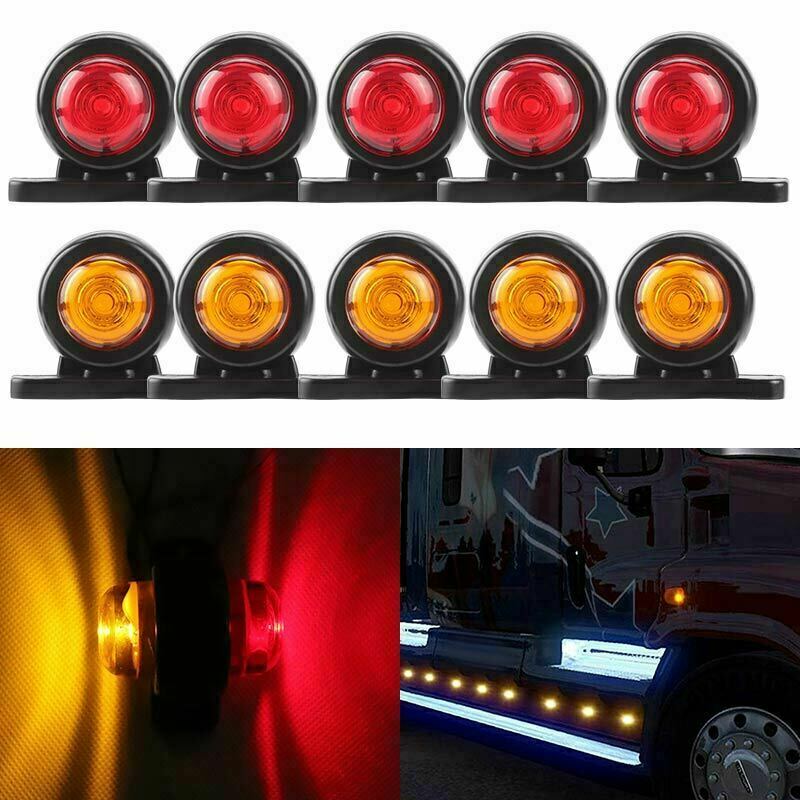 10pcs Red Yellow LED Side Marker Light Clearance Lamp Truck Trailer Van 12V/24V