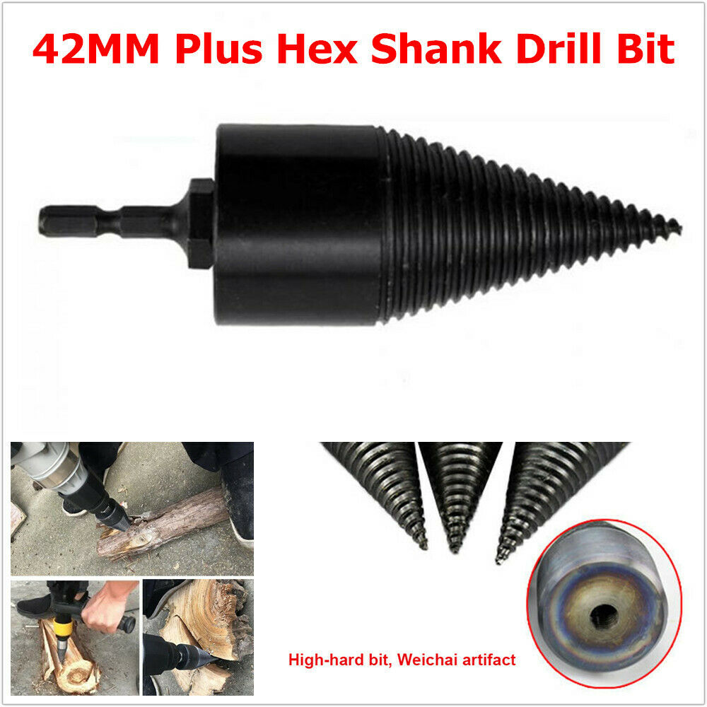 42MM Plus Hex Shank Drill Bit Firewood Chop Wood Screw Splitting Reamer Punch