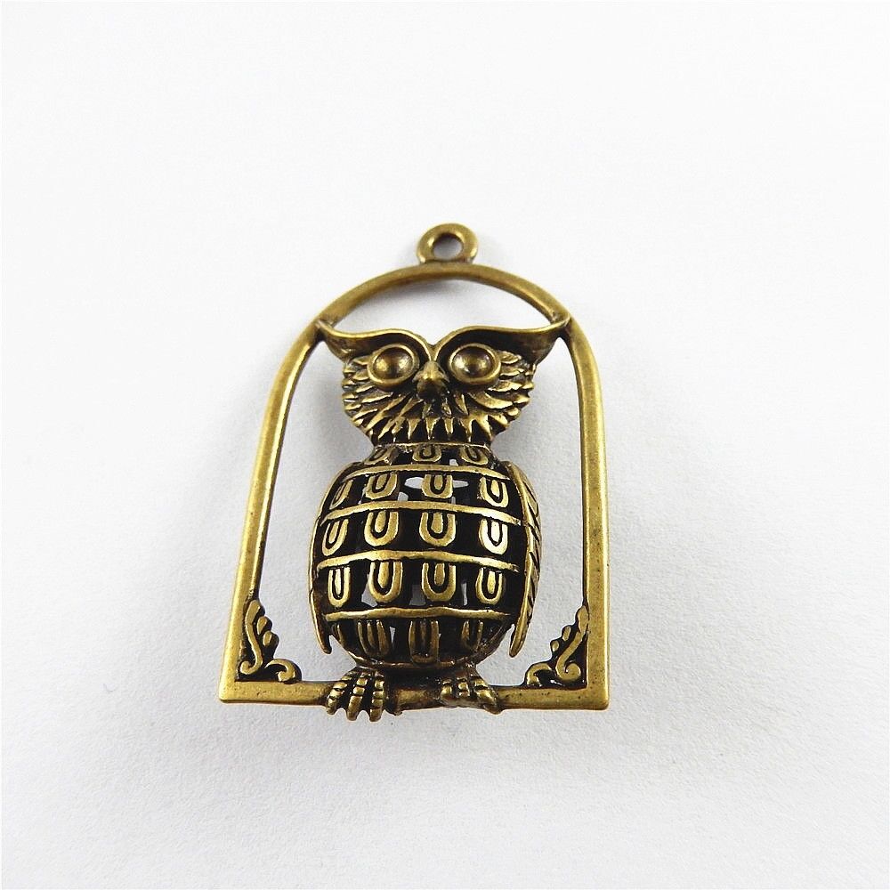 5 pcs Antiqued Bronze Zinc Alloy Cute Owl Charms Necklace Pendant Findings 31243