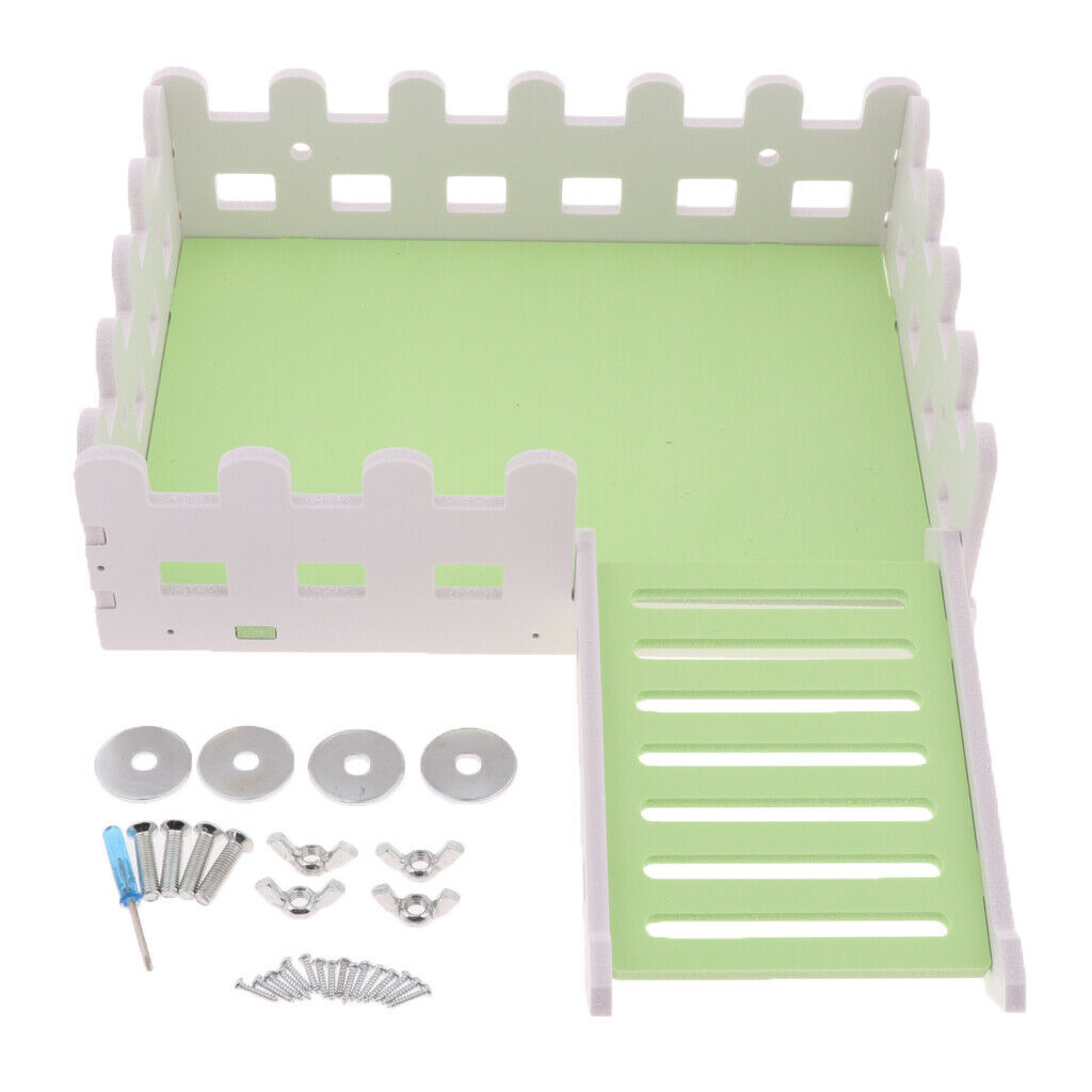 1 Pc Small Pet Hamster Hedgehog Parrot Wooden Ladder Platform Fence Green