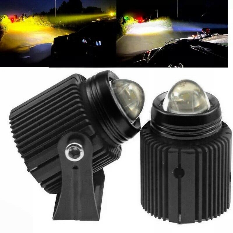 Motorcycle Led Headlights 2PCS Spotlights Dual Color High Low Beam UniversalH4K4