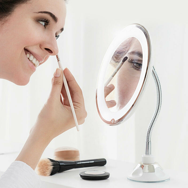 Mirror Magnifying To LED With Arm Flexible And Suction Cup Gift for Woman - New
